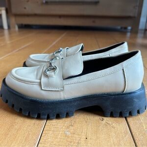 Call It Spring Beige Loafers with Black Soles